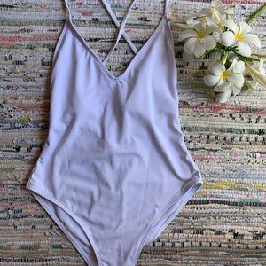 Basic white cross back one piece